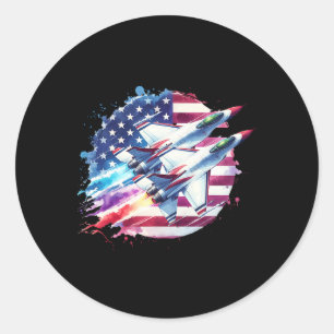 Jungs 4. Juli American USA Flag Jet 1 Runder Aufkleber