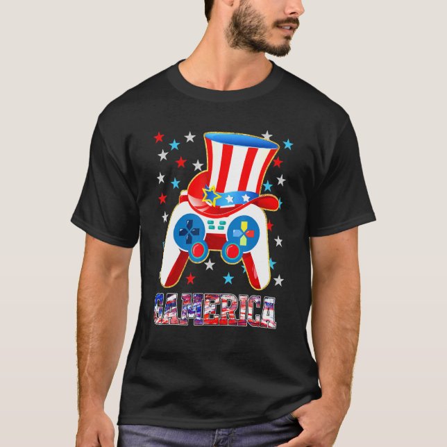 Jungs 4. Juli Video Game American Flag Onkel Sa T-Shirt (Vorderseite)