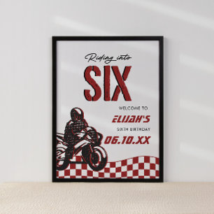 Jungs 6. Motocross Dirt Bike Geburtstag Poster