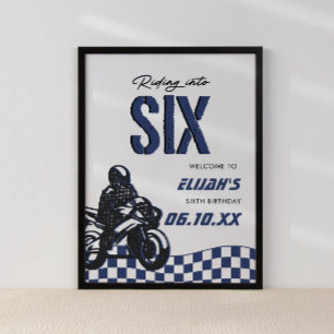 Jungs 6. Motocross Dirt Bike Geburtstag Poster