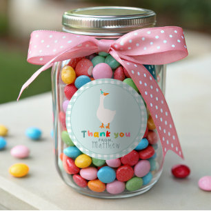 Jungs Albern Gänse Erstgeburt Gingham Gevor Runder Aufkleber