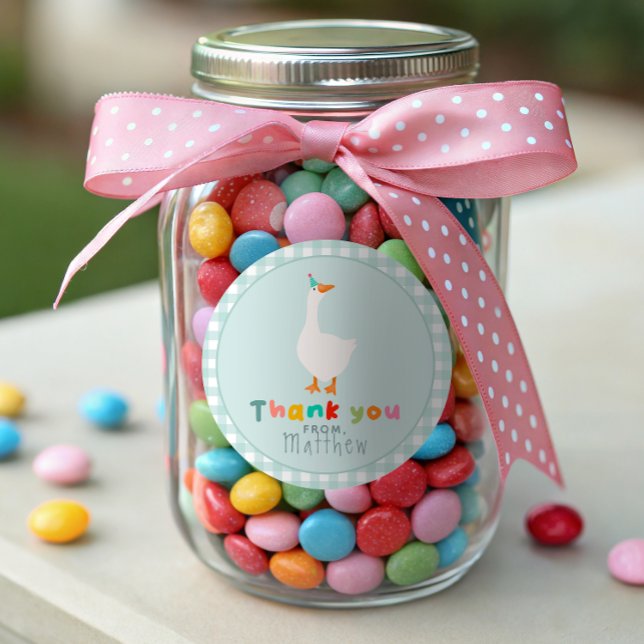 Jungs Albern Gänse Erstgeburt Gingham Gevor Runder Aufkleber (Von Creator hochgeladen)