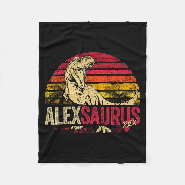 Jungs Alex Saurus Dinosaurier Rex Name Fleecedecke (Vorderseite)