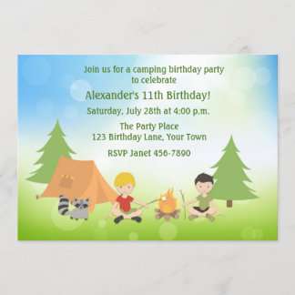 Jungs Camping zum Geburtstag Einladung