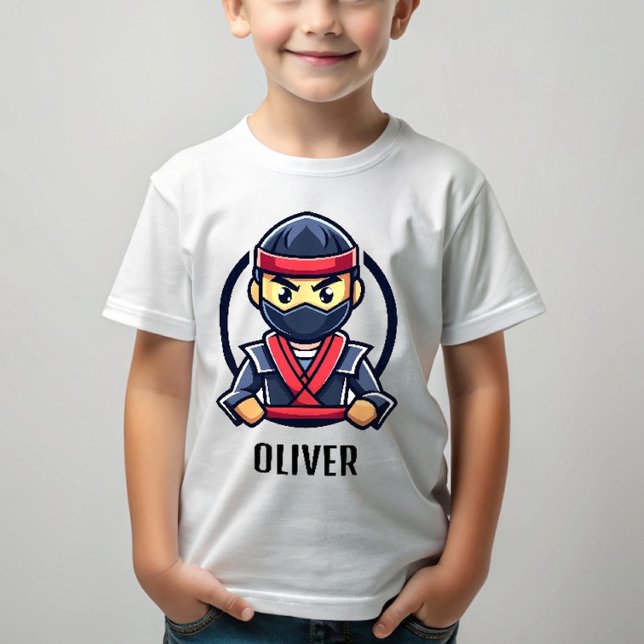 Jungs Cartoon Niedlich Ninja Krieger T-Shirt (Von Creator hochgeladen)
