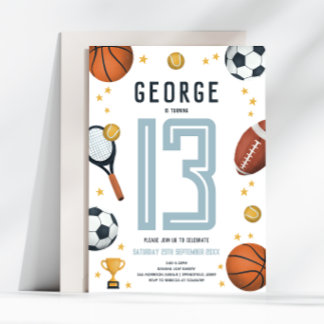 Jungs Cool Moderner Sportsstar Geburtstag Einladung