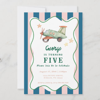 Jungs Coole moderne farbenfrohe Flugzeuge Geburtst Einladung