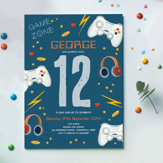 Jungs Cooles Videospiel Kinder 12. Geburtstag Einladung
