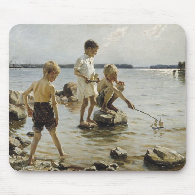 Jungs, die an der Küste spielen (von Albert Edelfe Mousepad (Vorne)