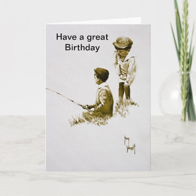 Jungs, die Happy Birthday Card fischen Karte (Vorderseite)
