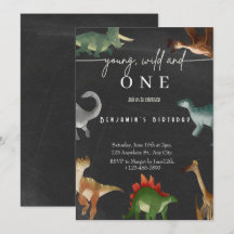 Jungs Einladung zum 1. Geburtstag niedliches Dinos