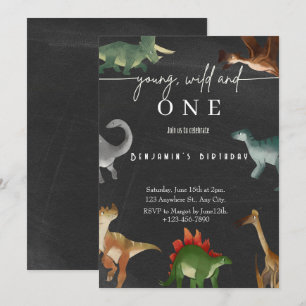 Jungs Einladung zum 1. Geburtstag niedliches Dinos