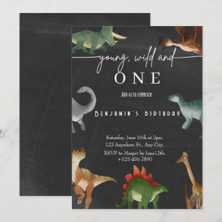 Jungs Einladung zum 1. Geburtstag niedliches Dinos