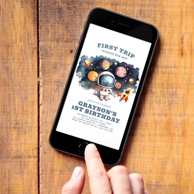 Jungs Erste Reise Astronaut Digital Geburtstag Einladung (Von Creator hochgeladen)