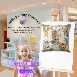 Jungs erster Geburtstag-Jungle-Safari-Wurfkissen Kissen