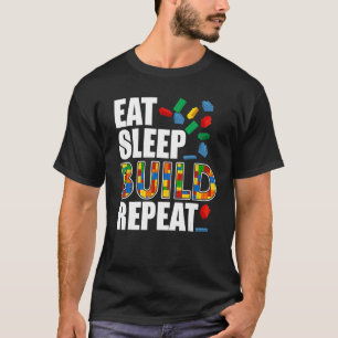 Jungs essen Schlaf bauen Wiederholung lustiger Geb T-Shirt