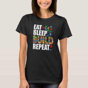 Jungs essen Schlaf bauen Wiederholung lustiger Geb T-Shirt