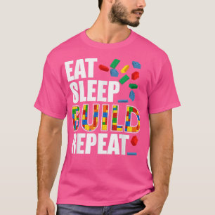 Jungs essen Schlaf bauen Wiederholung lustiger Geb T-Shirt