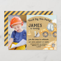 Jungs Foto Baubagger 1. Geburtstag