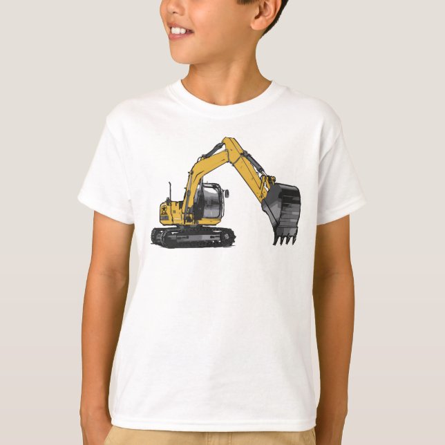 Jungs großer Raupe-Bagger T-Shirt (Vorderseite)