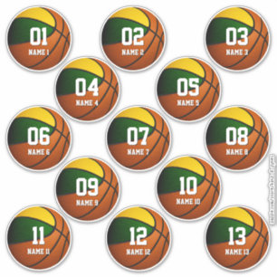Jungs grün goldfarbenes Basketball-Set mit 13 Aufkleber