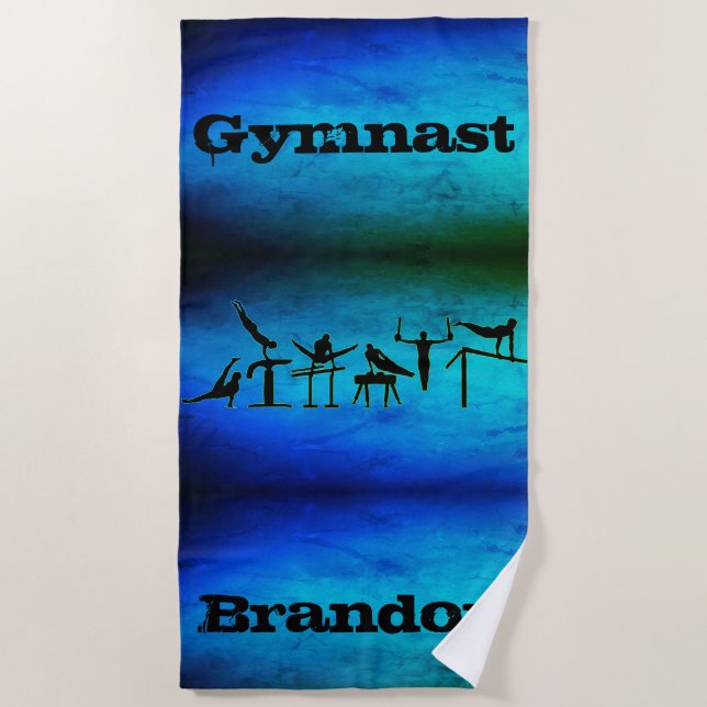 Jungs Gymnastik Individuelle Name Blue Green Beach Strandtuch (Vorderseite)