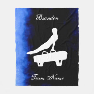 Jungs Gymnastik schwarz, blau, weiß mit Teamname Fleecedecke