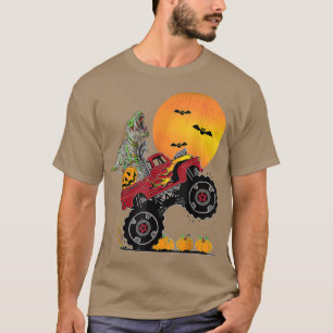 Jungs Halloween Monster Truck Crash Pumpkin Dinosa T-Shirt
