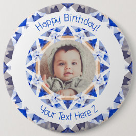 Jungs Happy Birthday Blue Star Custom Foto Age Button