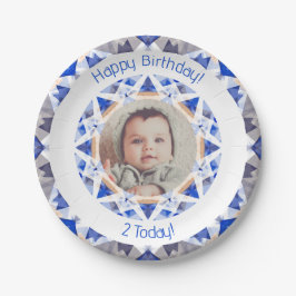 Jungs Happy Birthday Vibranly Blue Star Custom Age Pappteller