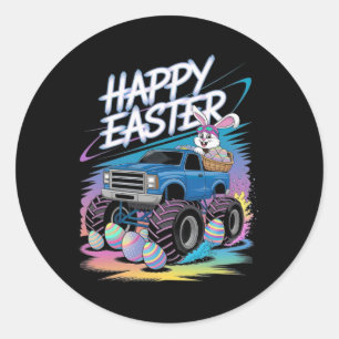 Jungs Happy Ostermonster Truck Ostereier Dog Runder Aufkleber