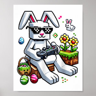 Jungs Happy Ostertag Bunny Egg Video Game Kinder i Poster
