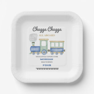 Jungs jeden Geburtstag Blue Train Chugga Choo Pappteller
