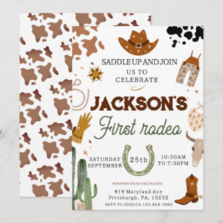 Jungs mein erster Rodeo Cowboy 1. Geburtstag Einladung