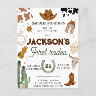 Jungs mein erster Rodeo Cowboy 1. Geburtstag Postkarte