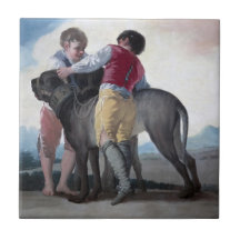 Jungs mit einem Mastiff Hund (von Francisco Goya)