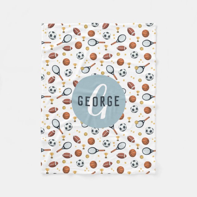 Jungs Moderne Blue Football Sports Kids Fleecedecke (Vorderseite)