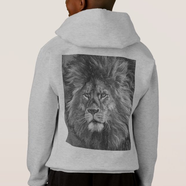 Jungs Moderne Hoodies Back Print Animal Lion Face (Rückseite)