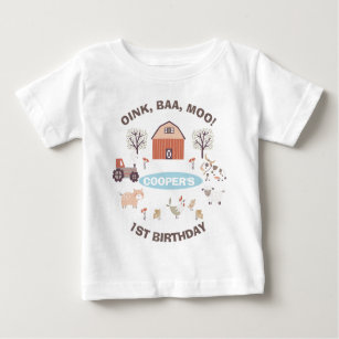 Jungs Moderner Bauernhof erster Geburtstag Baby T-shirt