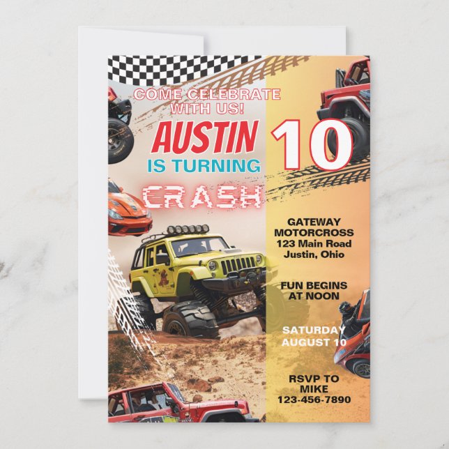 Jungs Monster Lkw jedes Alter Geburtstag Einladung (Vorderseite)