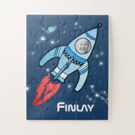 Jungs Name und Foto Raketenraum Kinder jigsaw Puzzle