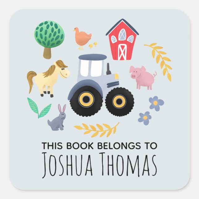 Jungs Niedlich dieses Buch gehört zu den blauen Ba Quadratischer Aufkleber (Vorderseite)