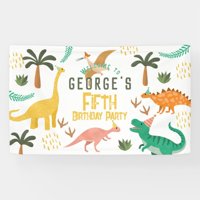 Jungs Niedlich Dinosaur T-Rex Kindergeburtstag Wil Banner (Horizontal)