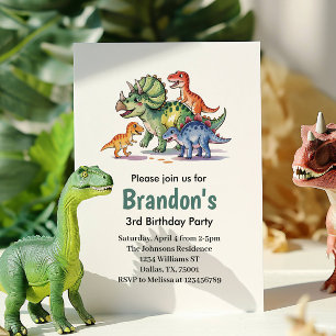 Jungs Niedlich Dinosaurier Geburtstag Einladung