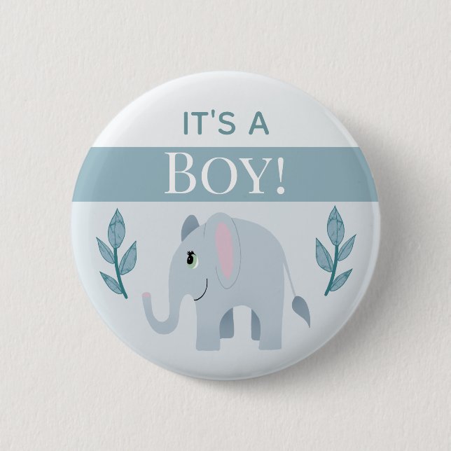 Jungs Niedlich ist es eine Baby Elephant Babydusch Button (Vorderseite)