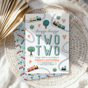 Jungs Niedlich zwei blaue Züge Reisen 2. Geburtsta Einladung