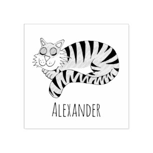 Jungs Niedliches Jungle Tiger School Buchzeichen Gummistempel