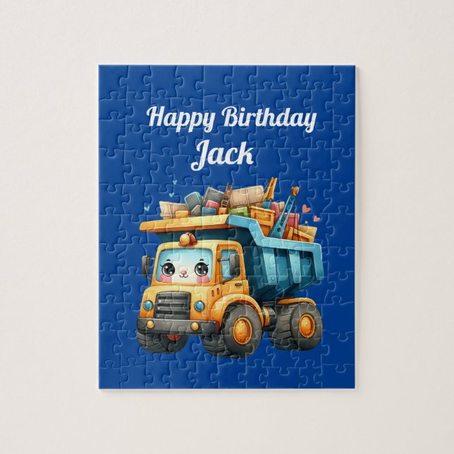 Jungs Personalisierter Name Happy Birthday Puzzle (Vertikal)
