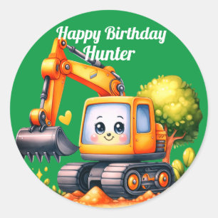 Jungs Personalisierter Name Happy Birthday Runder Aufkleber