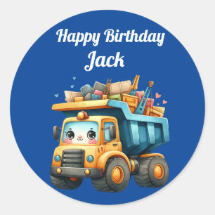 Jungs Personalisierter Name Happy Birthday Runder Aufkleber